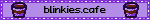 Banner with purple background, two pixel-style coffees at each end of the text. Text: 'blinkie.cafe'.