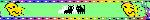 A glitched-out rainbow effect gif is underscored by two ominous black pixel-art cat icons in the middle. They're creepy, but charming.